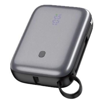 Power Bank 10000 mAh 20W Power Delivery Compact with built-in retractable USB-C cable 1m black