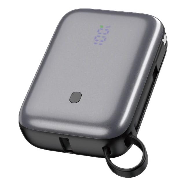 Power Bank 10000 mAh 20W Power Delivery Compact with built-in retractable USB-C cable 1m black