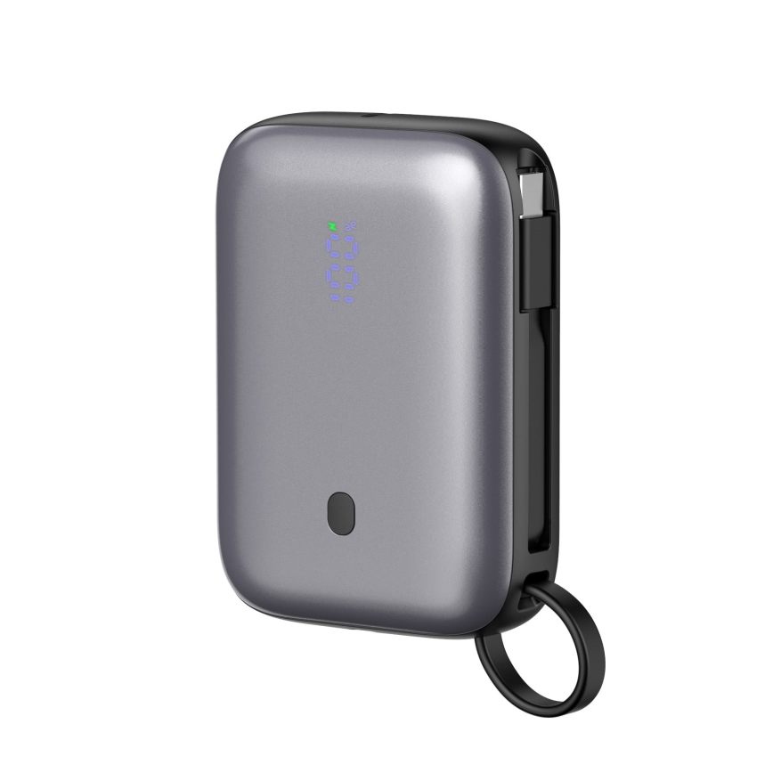 Power Bank 10000 mAh 20W Power Delivery Compact with built-in retractable USB-C cable 1m black