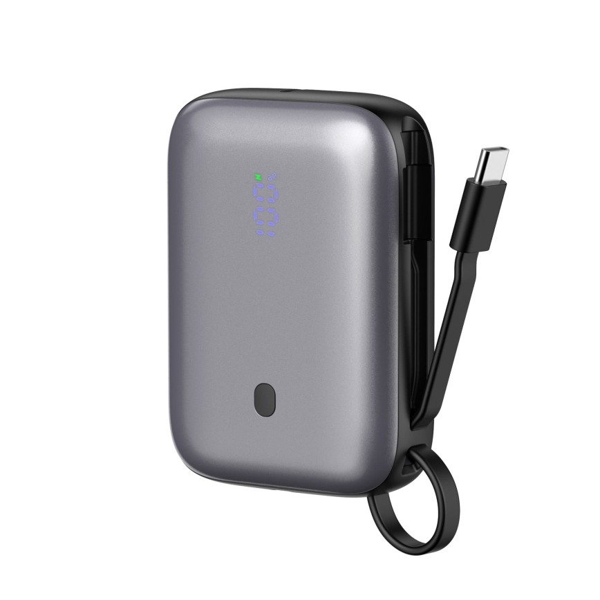 Power Bank 10000 mAh 20W Power Delivery Compact with built-in retractable USB-C cable 1m black