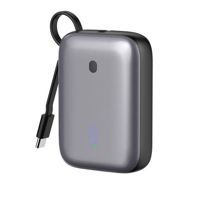 Power Bank 10000 mAh 20W Power Delivery Compact with built-in retractable USB-C cable 1m black