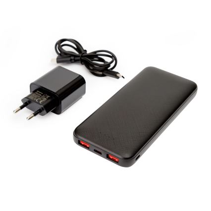 Power Bank 10000 mAh + adapter 20W Power Delivery + USB-C/USB-C cable 1m black