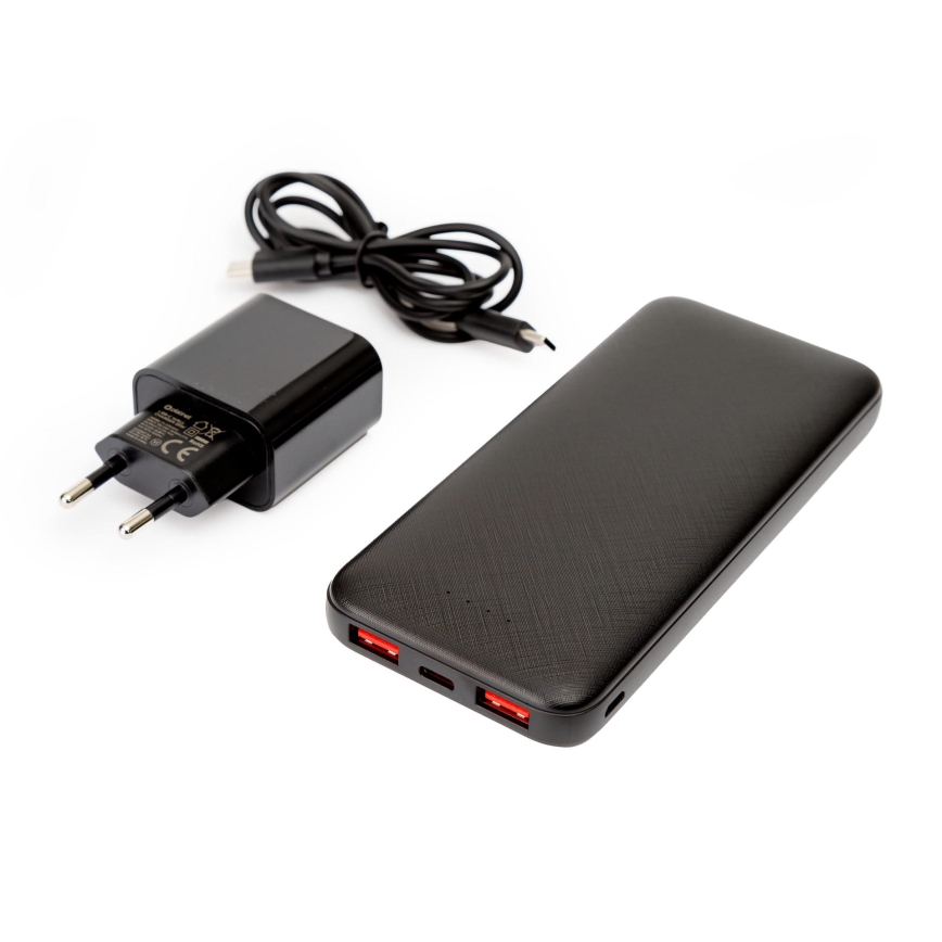 Power Bank 10000 mAh + adapter 20W Power Delivery + USB-C/USB-C cable 1m black