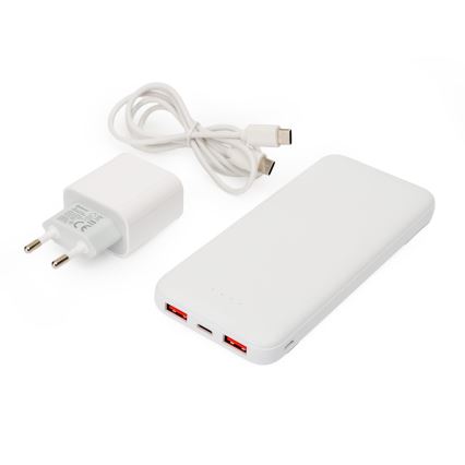 Power Bank 10000 mAh + adapter 20W Power Delivery + USB-C/USB-C cable 1m white