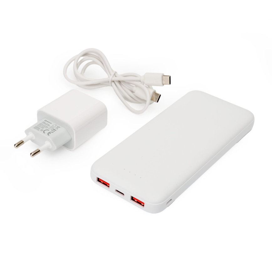 Power Bank 10000 mAh + adapter 20W Power Delivery + USB-C/USB-C cable 1m white