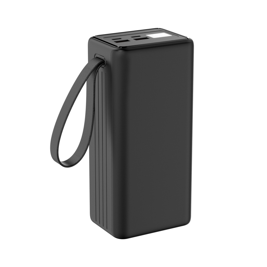 Power Bank 40000 mAh 65W Power Delivery 2xUSB-A + 2xUSB-C with LED flashlight and USB-C cable 1m black
