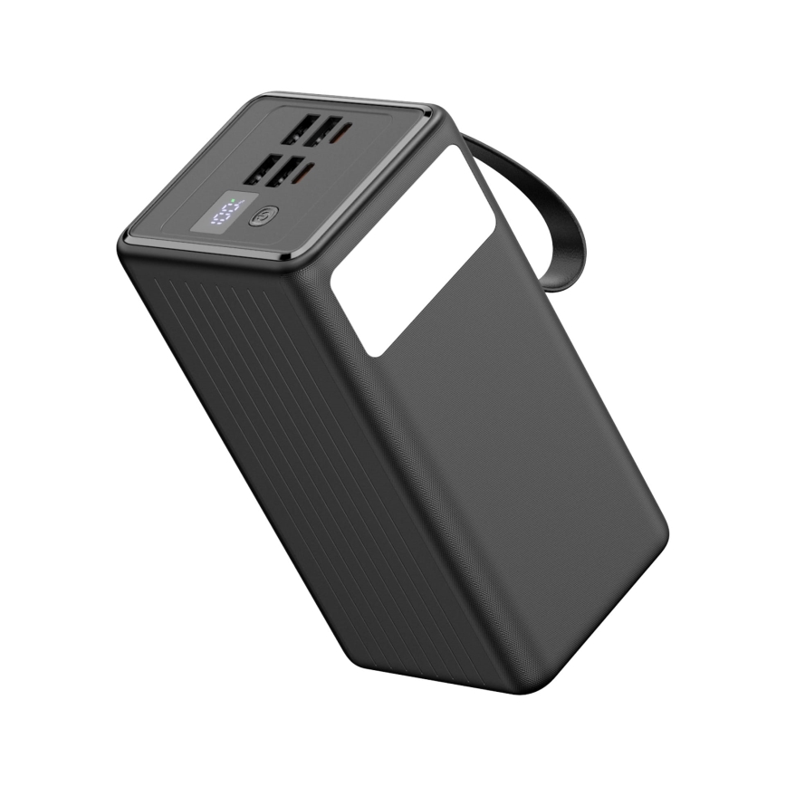 Power Bank 60000 mAh 65W Power Delivery 4xUSB-A + 2xUSB-C with LED flashlight and USB-C cable 1m black