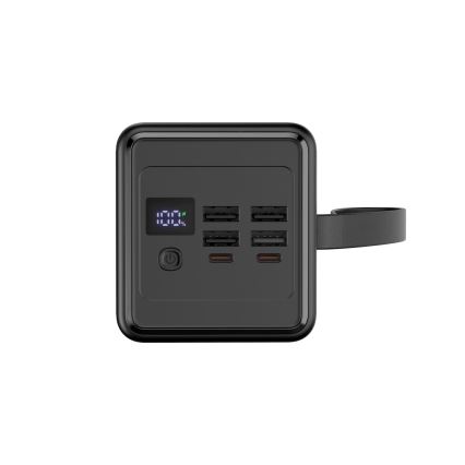 Power Bank 60000 mAh 65W Power Delivery 4xUSB-A + 2xUSB-C with LED flashlight and USB-C cable 1m black