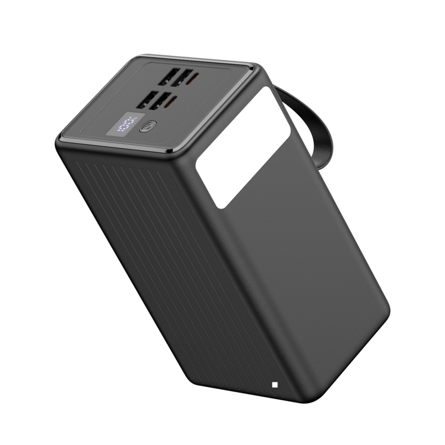 Power Bank 70000 mAh 20W Power Delivery 4xUSB-A + 2xUSB-C with LED flashlight and USB-C cable 1m black