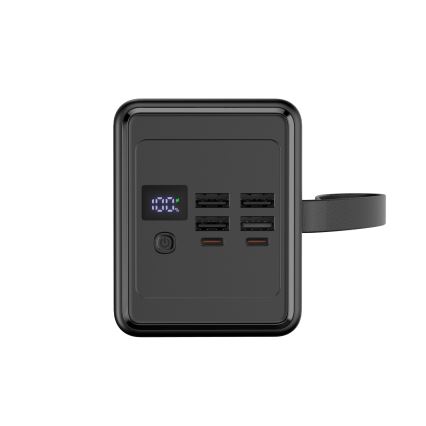 Power Bank 70000 mAh 20W Power Delivery 4xUSB-A + 2xUSB-C with LED flashlight and USB-C cable 1m black