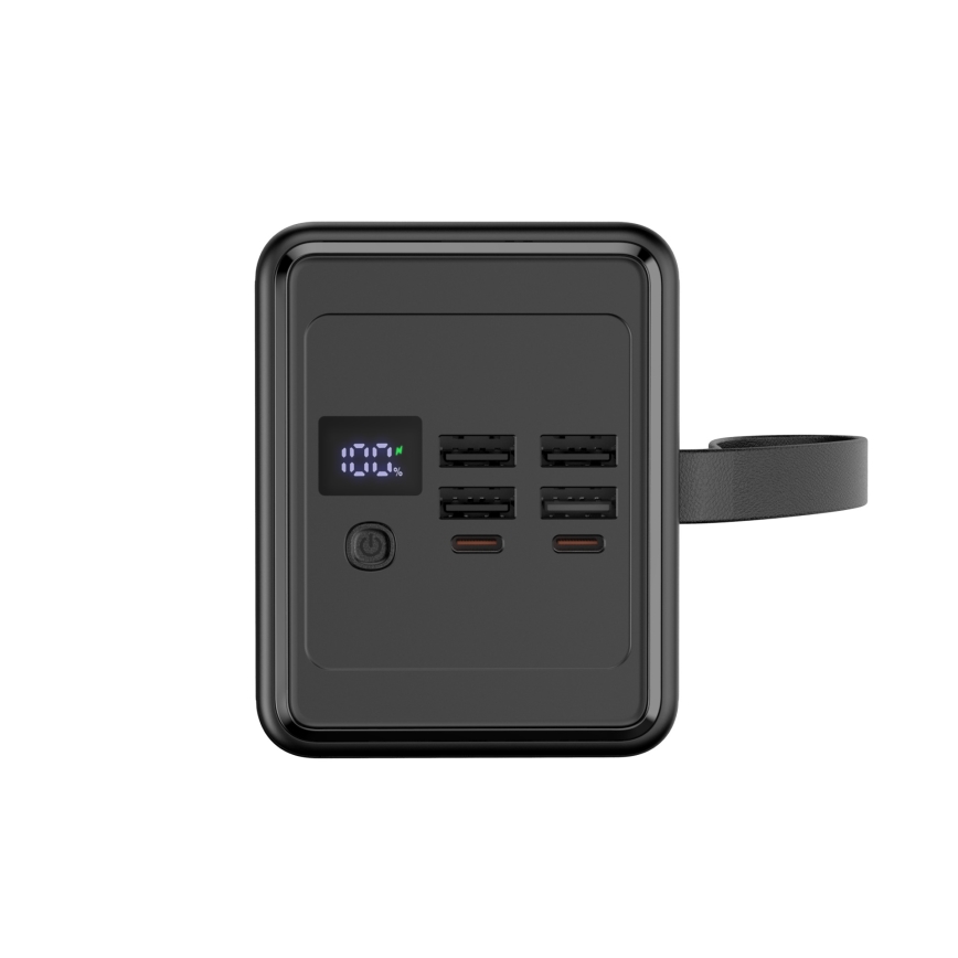 Power Bank 70000 mAh 20W Power Delivery 4xUSB-A + 2xUSB-C with LED flashlight and USB-C cable 1m black