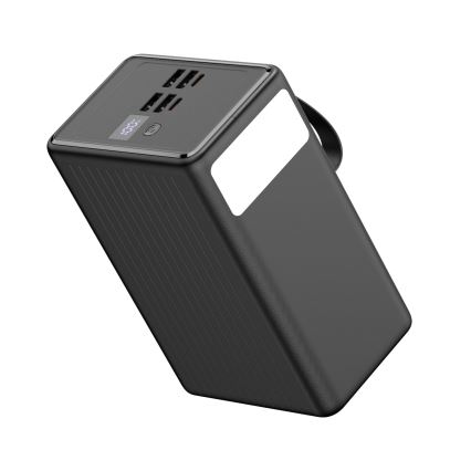 Power Bank 80000 mAh, 65 W Power Delivery, 4xUSB-A + 2xUSB-C, with LED flashlight and 1m USB-C cable, black