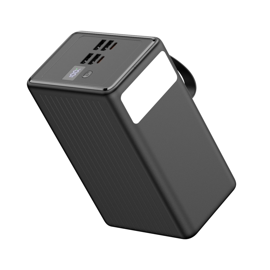 Power Bank 80000 mAh, 65 W Power Delivery, 4xUSB-A + 2xUSB-C, with LED flashlight and 1m USB-C cable, black