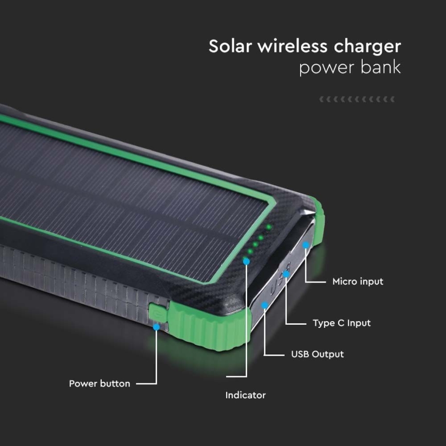 Power Bank solar Power Delivery 10000mAh/10W/5V black
