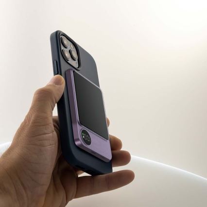 Power Bank with a display and wireless charging Power Delivery 5000mAh/20W/5V purple