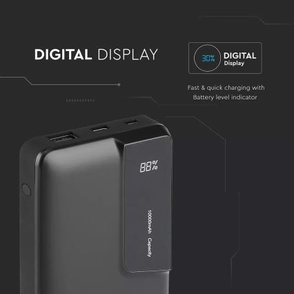 Power Bank with display 10000mAh/3,7V black