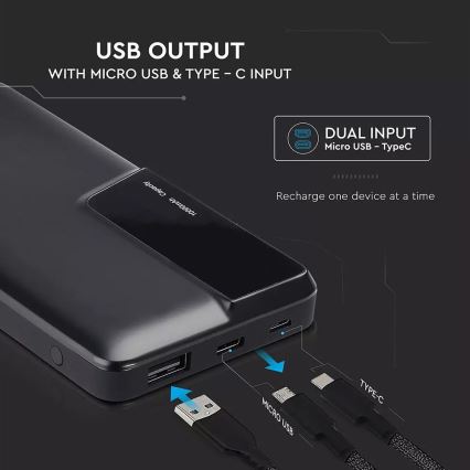 Power Bank with display 10000mAh/3,7V black