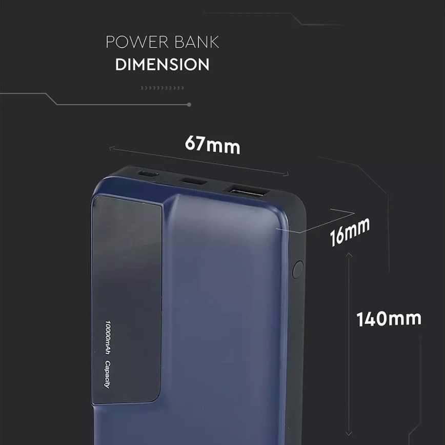Power bank with display 10000mAh/3,7V blue
