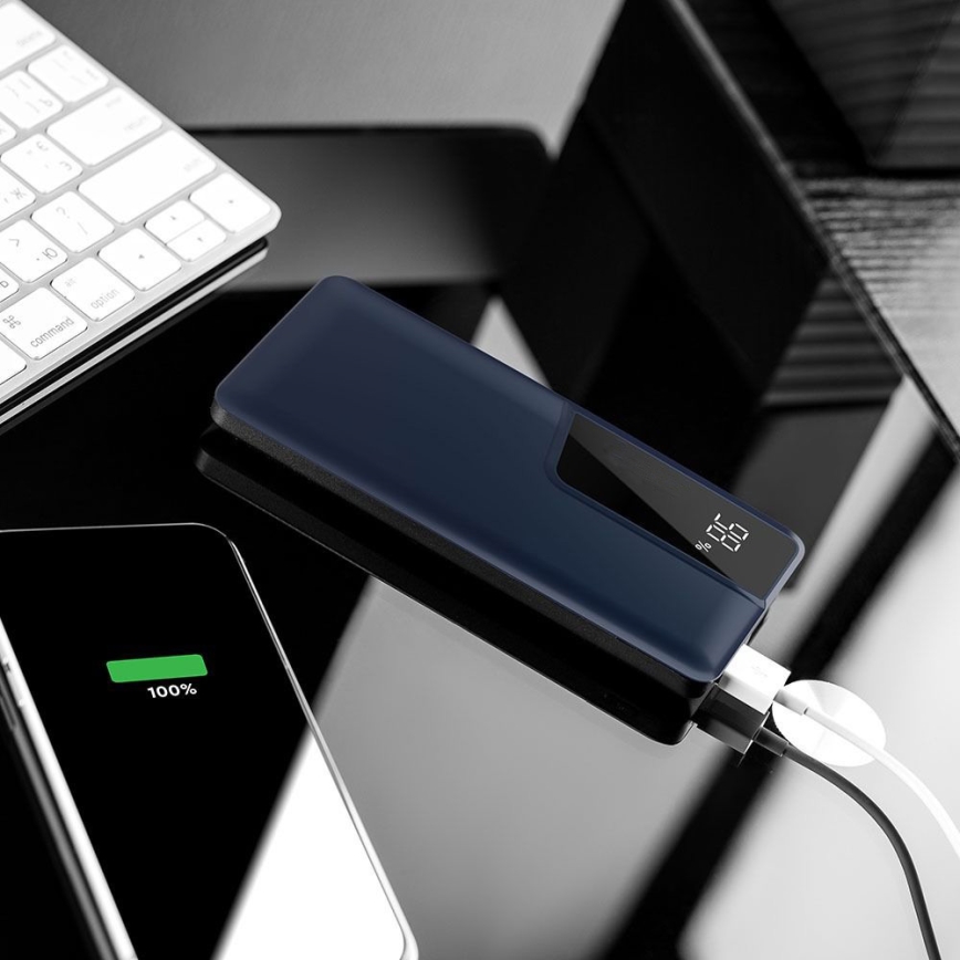 Power bank with display 10000mAh/3,7V blue