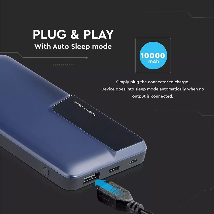 Power bank with display 10000mAh/3,7V blue