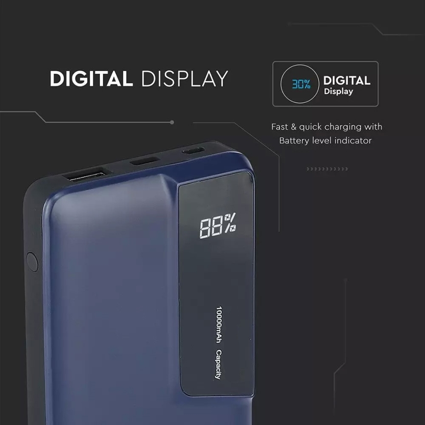 Power bank with display 10000mAh/3,7V blue