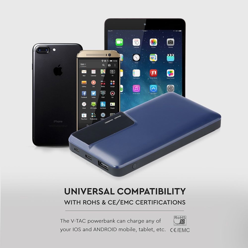 Power bank with display 10000mAh/3,7V blue