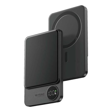 Power Bank with display and wireless charging Power Delivery 5000mAh/20W/5V black