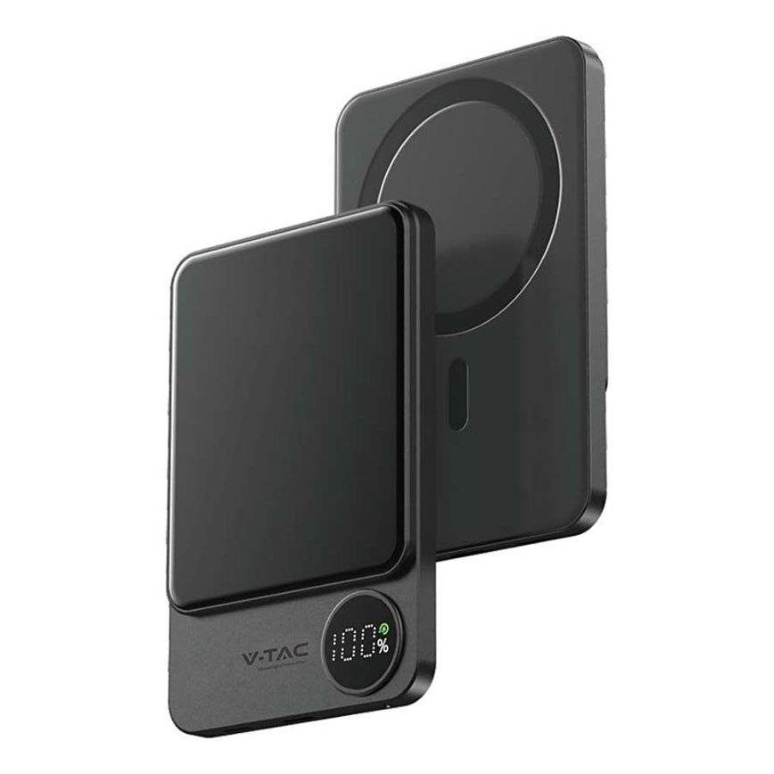 Power Bank with display and wireless charging Power Delivery 5000mAh/20W/5V black