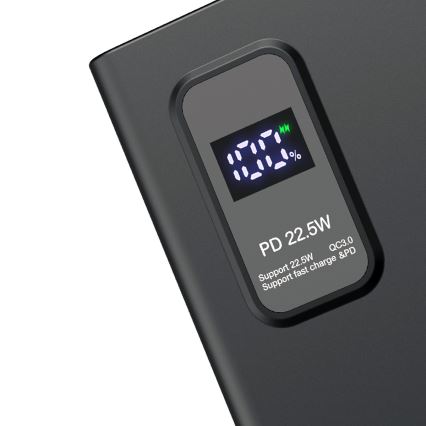 Power Bank with LED display Power Delivery 10000 mAh 3,7V black