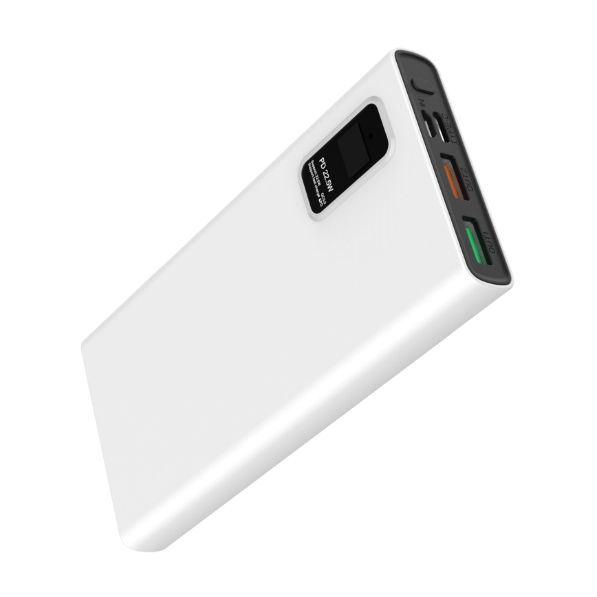 Power Bank with LED display Power Delivery 10000 mAh 3,7V white
