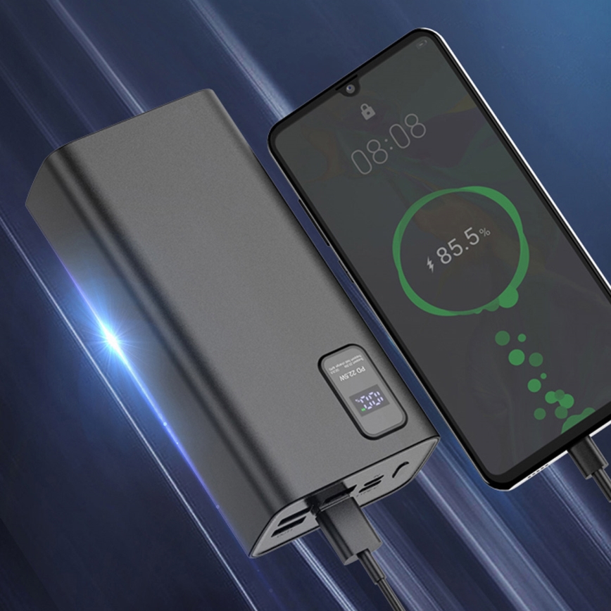 Power Bank with LED display Power Delivery 30000 mAh 3,7V black