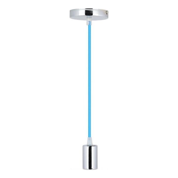 Power cable 1xE27/60W/230V blue/shiny chrome