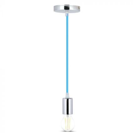 Power cable 1xE27/60W/230V blue/shiny chrome