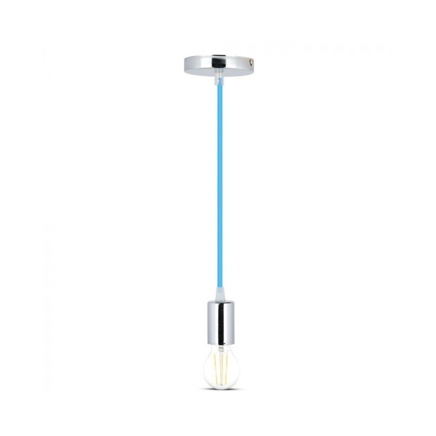 Power cable 1xE27/60W/230V blue/shiny chrome