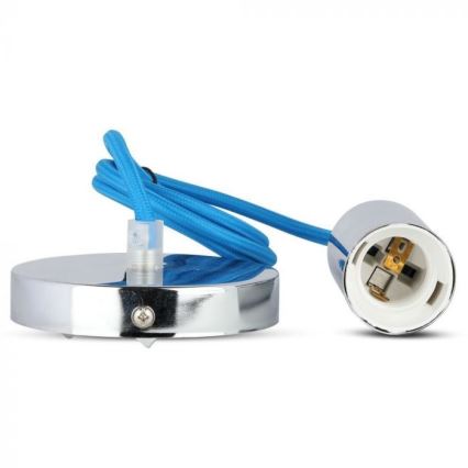 Power cable 1xE27/60W/230V blue/shiny chrome