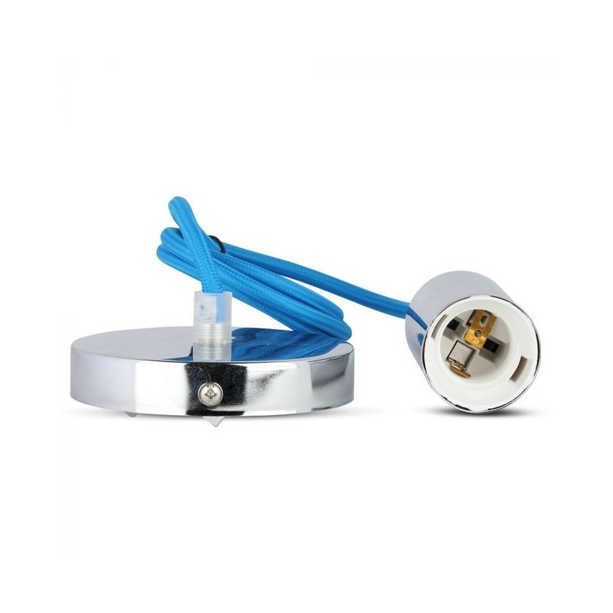 Power cable 1xE27/60W/230V blue/shiny chrome