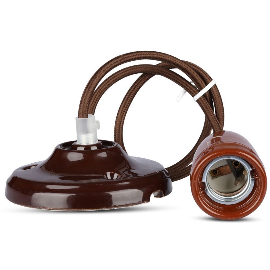 Power cable 1xE27/60W/230V brown/porcelain