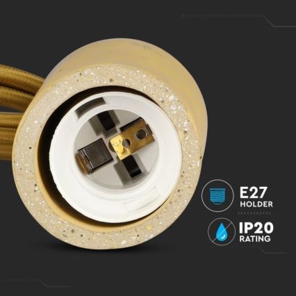 Power cable 1xE27/60W/230V concrete/beige