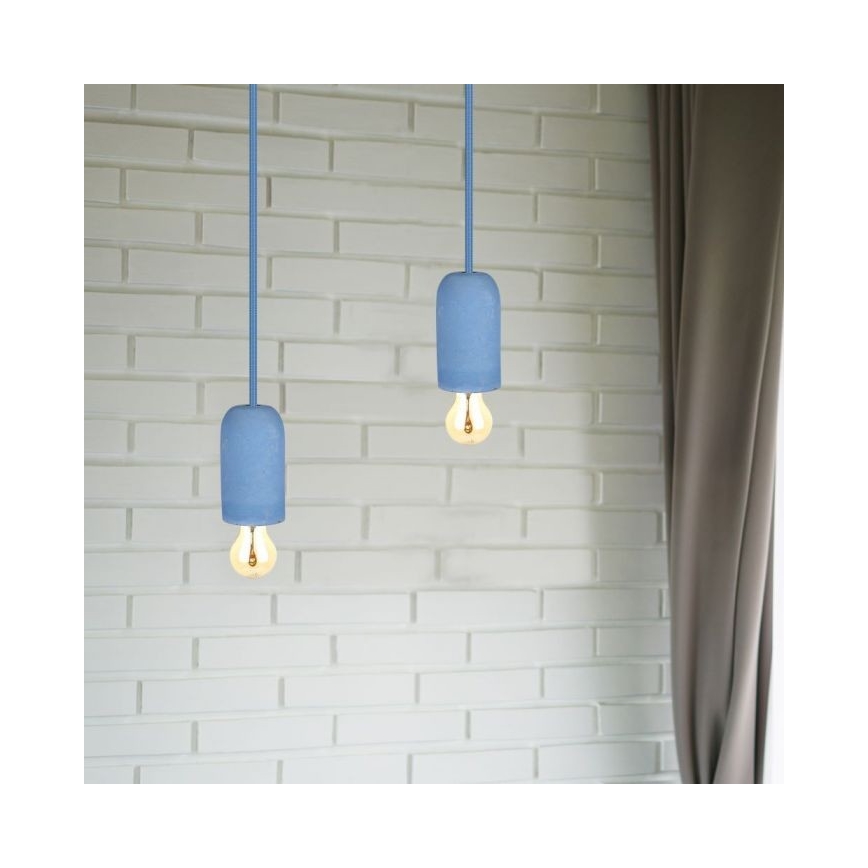 Power cable 1xE27/60W/230V concrete/blue