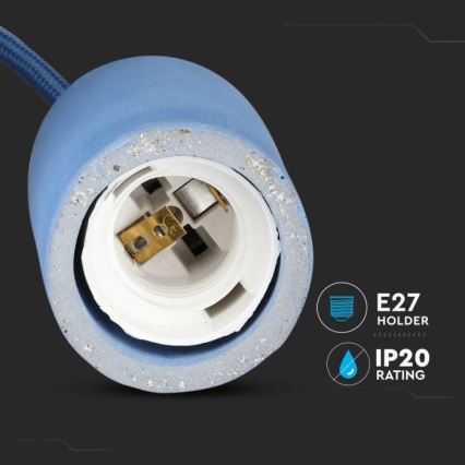 Power cable 1xE27/60W/230V concrete/blue
