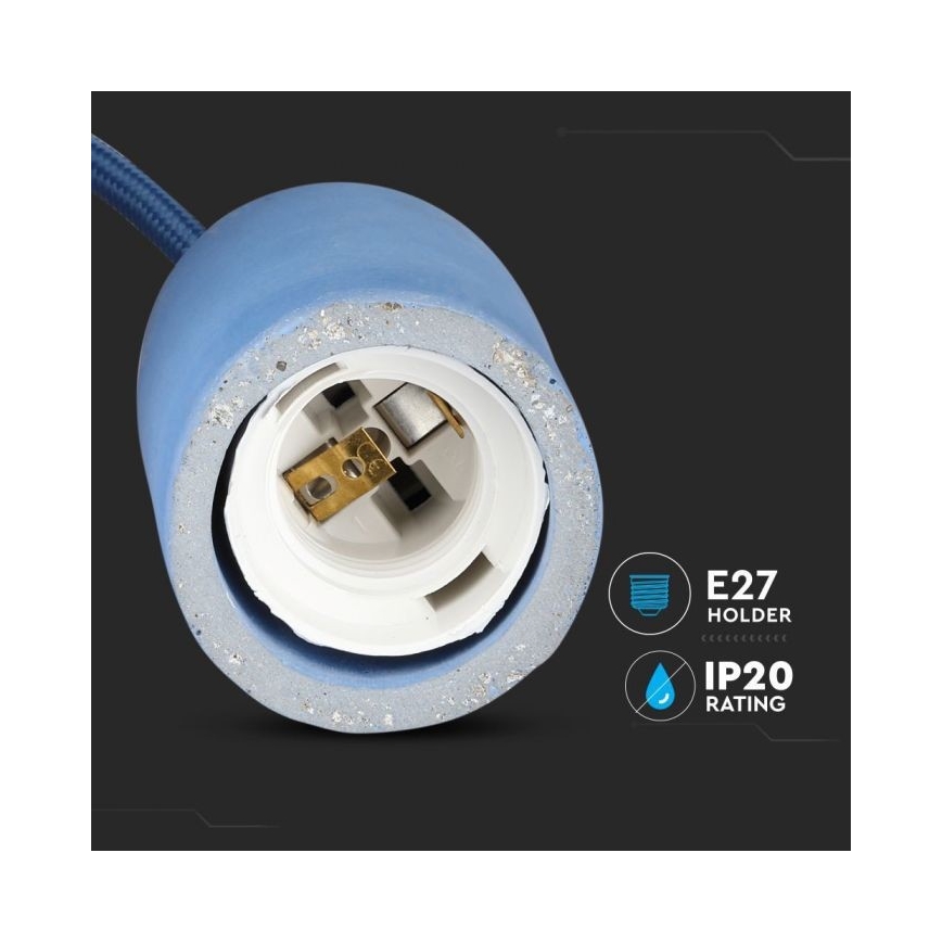 Power cable 1xE27/60W/230V concrete/blue