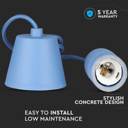 Power cable 1xE27/60W/230V concrete/blue