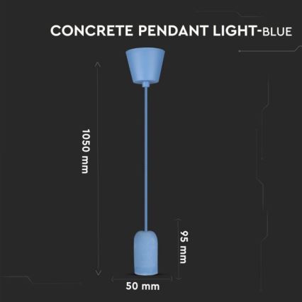 Power cable 1xE27/60W/230V concrete/blue