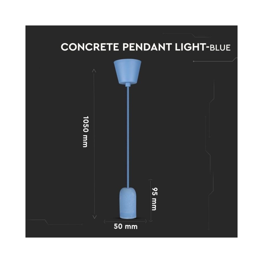 Power cable 1xE27/60W/230V concrete/blue