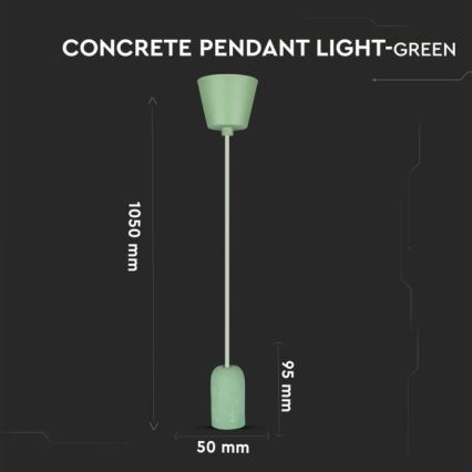 Power cable 1xE27/60W/230V concrete/green