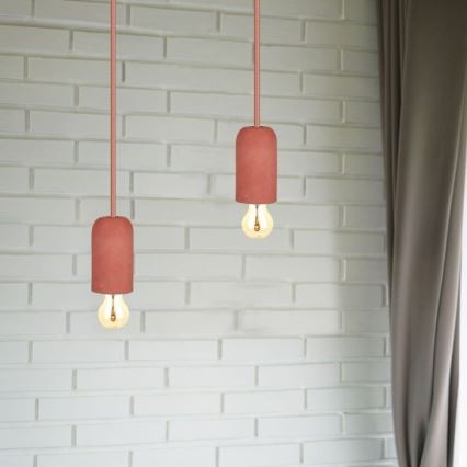 Power cable 1xE27/60W/230V concrete/red