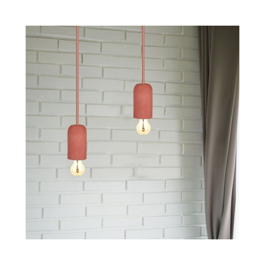 Power cable 1xE27/60W/230V concrete/red