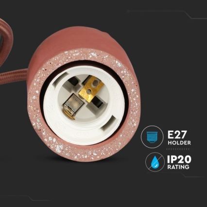 Power cable 1xE27/60W/230V concrete/red