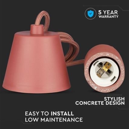Power cable 1xE27/60W/230V concrete/red