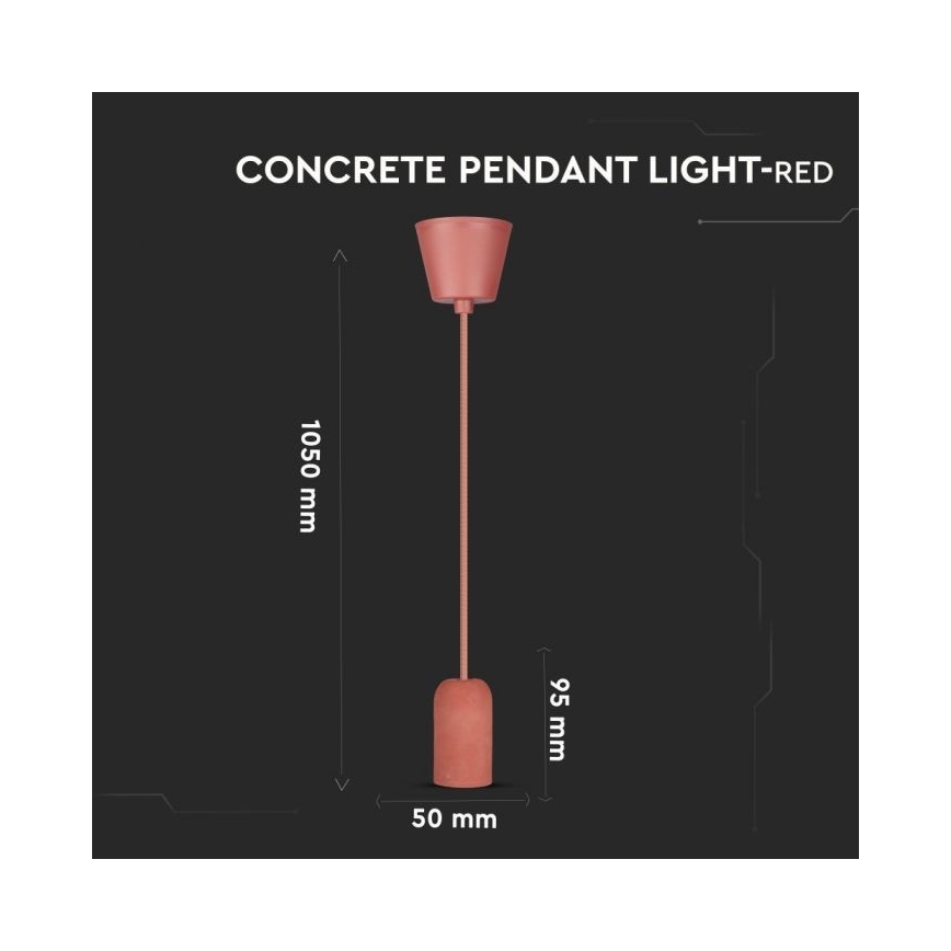 Power cable 1xE27/60W/230V concrete/red